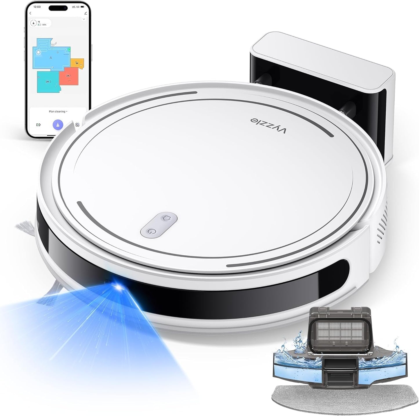 Vyzzle Robot Vacuum and Mop - 5000Pa Strong Suction Robot Vacuum 3 in 1 Lidar Navigation Robot Vacuum Cleaner with Self-Charging No-go Zones APP/Alexa Control for Pet Hair Carpet Hard Floor