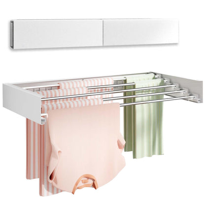 Vikaqi Wall Mounted Clothes Drying Rack 40 inches Foldable Wall Mount Laundry Drying Rack Folding Indoor Drying Rack Clothing Collapsible Towel Drying Rack with Wall Template 6 Rods Black