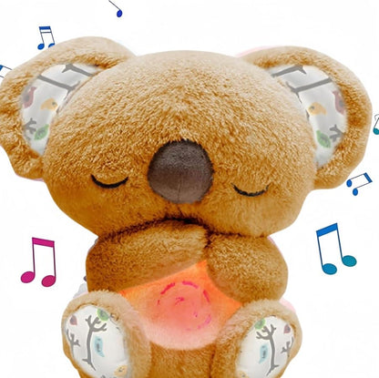 Peluche de Koala Respirando de Alivio - Juguete de Peluche de Animal Respirador Relajante con Luces Musicales y Movimiento Respiratorio Rítmico para Regalo de Año Nuevo (Amarillo)